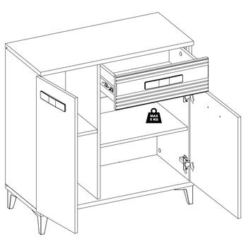 Komoda DARCY SB2 zlatý remeselný dub/alpská biela lesklá 2