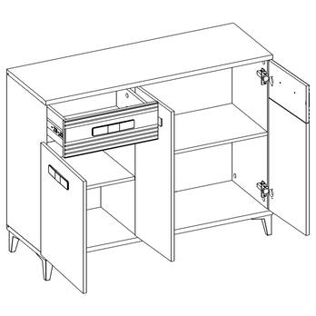 Komoda DARCY SB3 zlatý remeselný dub/alpská biela lesklá 2