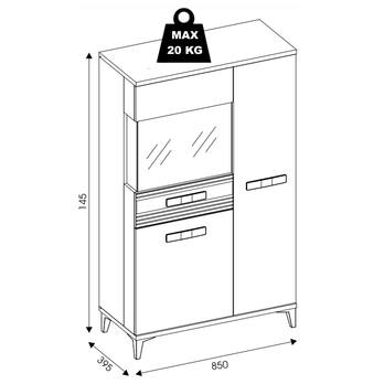 Vitrína DARCY SB6 zlatý remeselný dub/alpská biela lesklá 4