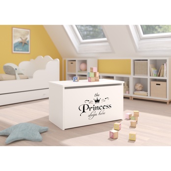 Truhla DARIA biela, motív nápis princezná 1
