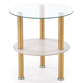 Konferenčný stolík DECOT I priehľadná/biely mramor/zlatá 1