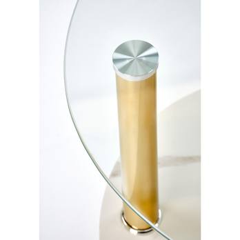 Konferenčný stolík DECOT I priehľadná/biely mramor/zlatá 4