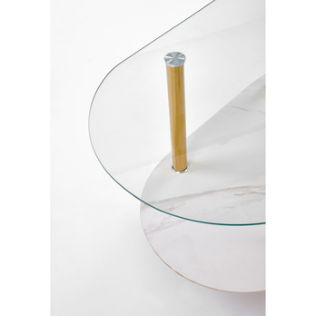 Konferenčný stolík DECOT II priehľadná/biely mramor/zlatá 6