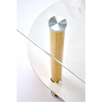 Konferenčný stolík DECOT II priehľadná/biely mramor/zlatá 7
