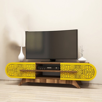 TV stolík DEFNE 1 orech/žltá 1