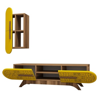 Obývacia stena DEFNE 3 orech/žltá 2