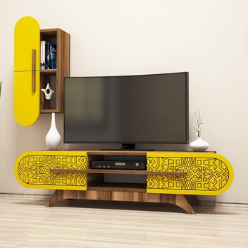 Obývacia stena DEFNE 3 orech/žltá 1