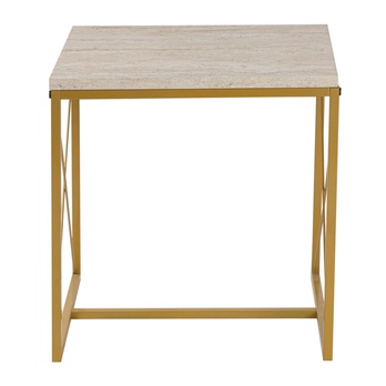 Konferenčný stolík DEFNE travertín/zlatá, sada 3 ks 2