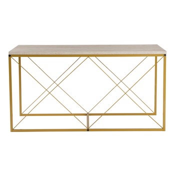 Konferenčný stolík DEFNE travertín/zlatá, sada 3 ks 5