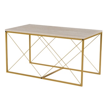 Konferenčný stolík DEFNE travertín/zlatá, sada 3 ks 6