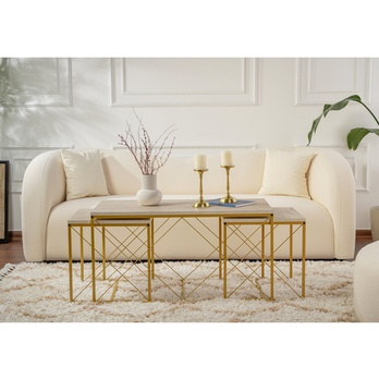 Konferenčný stolík DEFNE travertín/zlatá, sada 3 ks 9