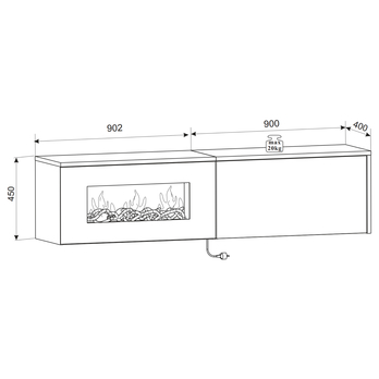 Závesná skrinka s elektrickým krbom DELLOS VI dub/antracitová 6