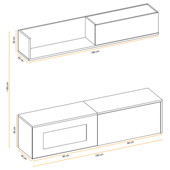 Závesná skrinka s elektrickým krbom DELLOS VI dub/antracitová 8