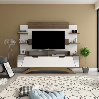 Obývacia stena DEPARO biela/orech 1