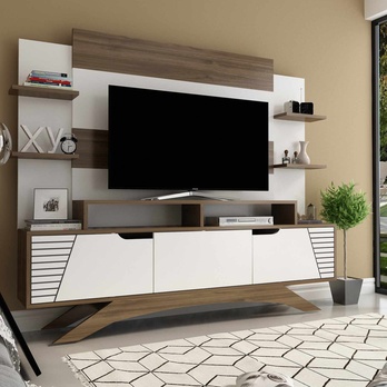 Obývacia stena DEPARO biela/orech 2