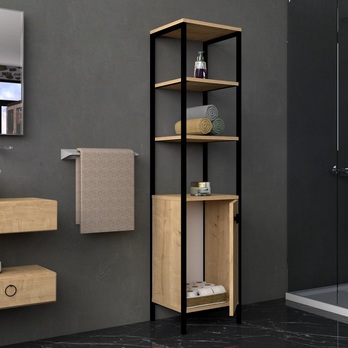 Kúpeľňová skrinka DERIN borovica/čierna 1