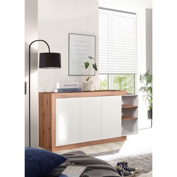 Komoda DERRICK 6 dub wotan/biela vysoký lesk 1