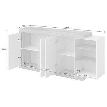 Komoda DERRICK 6 dub wotan/biela vysoký lesk 3