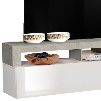 TV komoda DERRICK betón/biela vysoký lesk 1