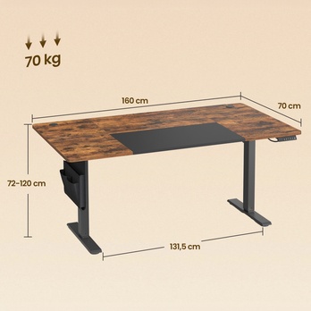 Písací stôl DESK 2 rustikálna hnedá/čierna 5