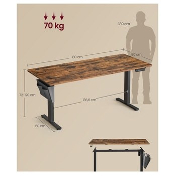 Pracovný stôl  DESK rustikálna hnedá/čierna 5