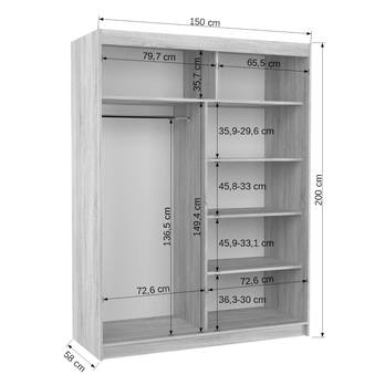 Šatníková skriňa DEVI dub sonoma 3