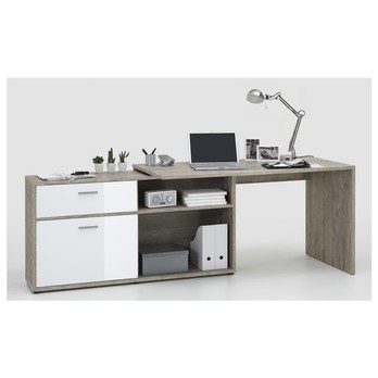Písací stôl  DIEGO 1 dub pieskový/biela vysoký lesk 1