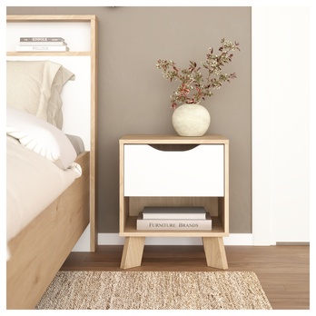 Nočný stolík DIGBY biela/dub jackson hickory 1