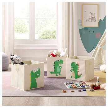 Detské úložné boxy DINO béžová, sada 3 ks 2