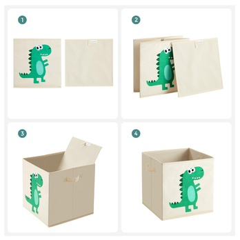 Detské úložné boxy DINO béžová, sada 3 ks 5