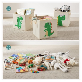 Detské úložné boxy DINO béžová, sada 3 ks 6