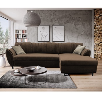 Sedacia súprava DIVA pravá, hnedá/béžová 1