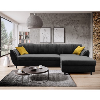 Sedacia súprava DIVA pravá, antracitová/žltá 1