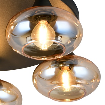 Stropné svietidlo DIVINA 2 čierna/jantárové sklo 4