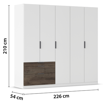Šatníková skriňa DOKA II alpská biela/dub atlantic tmavý 4