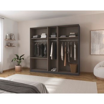 Šatníková skriňa DOKA II sivá/dub atlantic tmavý 2