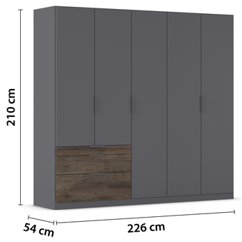 Šatníková skriňa DOKA II sivá/dub atlantic tmavý 4