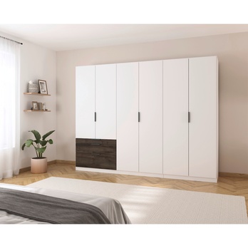 Šatníková skriňa DOKA III alpská biela/dub atlantic tmavý 1