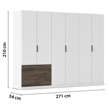Šatníková skriňa DOKA III alpská biela/dub atlantic tmavý 4