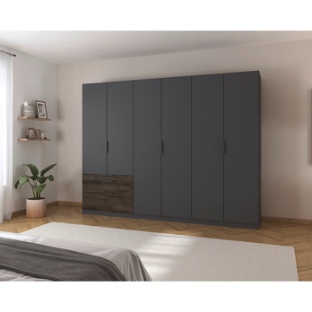 Šatníková skriňa DOKA III sivá/dub atlantic tmavý 1