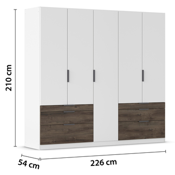 Šatníková skriňa DOKA V alpská biela/dub atlantic tmavý 3