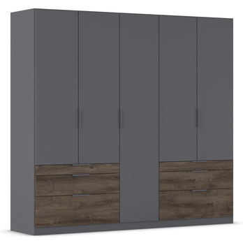 Šatníková skriňa DOKA V sivá/dub atlantic tmavý 2