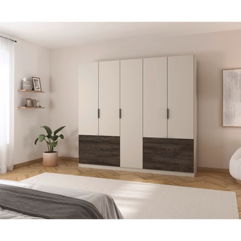 Šatníková skriňa DOKA V šampanské/dub atlantic tmavý 1