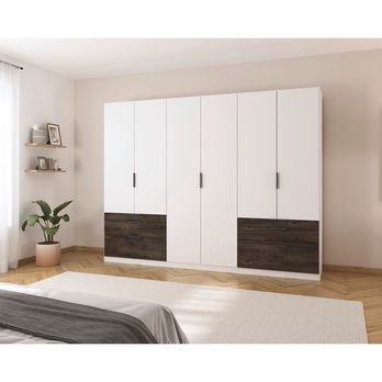 Šatníková skriňa DOKA VI alpská biela/dub atlantic tmavý 1