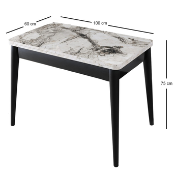 Jedálenský stôl DOLUNAY biely mramor/čierna 3
