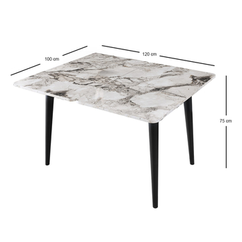 Jedálenský stôl DOLUNAY biely mramor/čierna 4