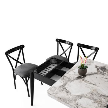 Jedálenský stôl DOLUNAY biely mramor/čierna 9