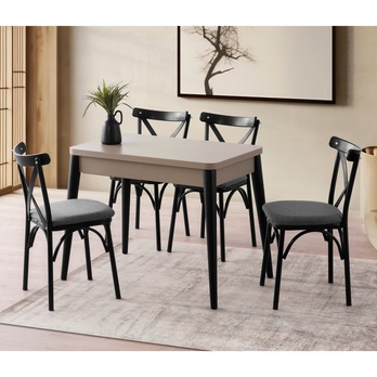 Jedálenský stôl DOLUNAY kávová/čierna 9