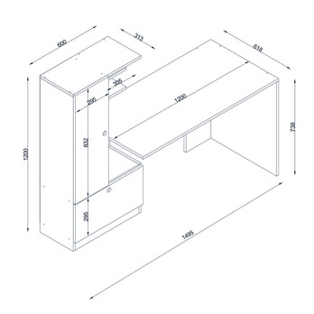 Písací stôl s regálom DOMINGOS biela 2