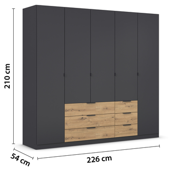 Šatníková skriňa DOMOA II metalická sivá/dub artisan 4